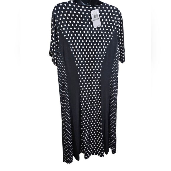 NEW Michael Kors Black and White Polka Dot Dress Slimming Lightweight 1X - Picture 8 of 8